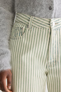 Bellerose green striped low rise jean