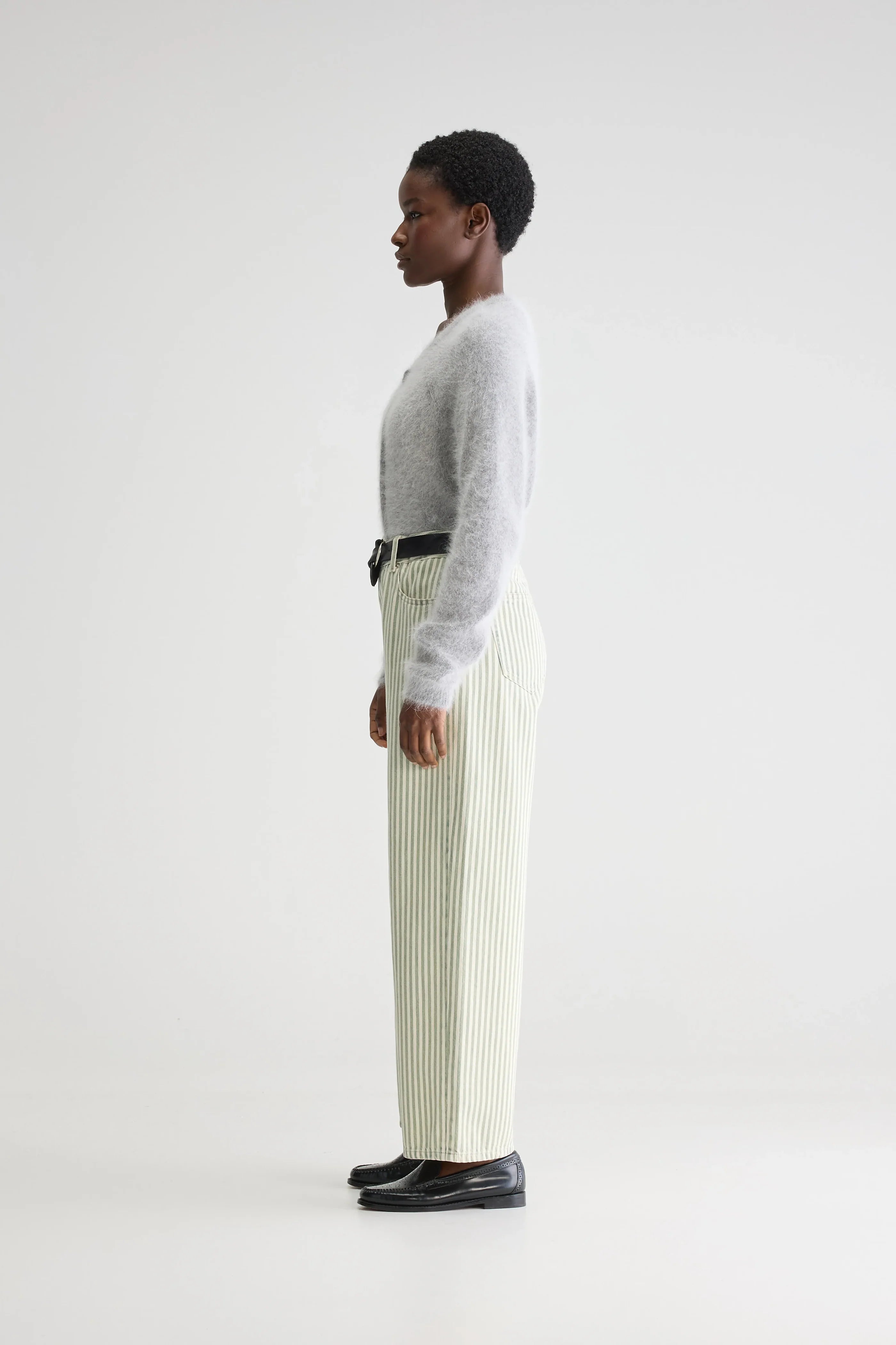 Bellerose green striped low rise jean