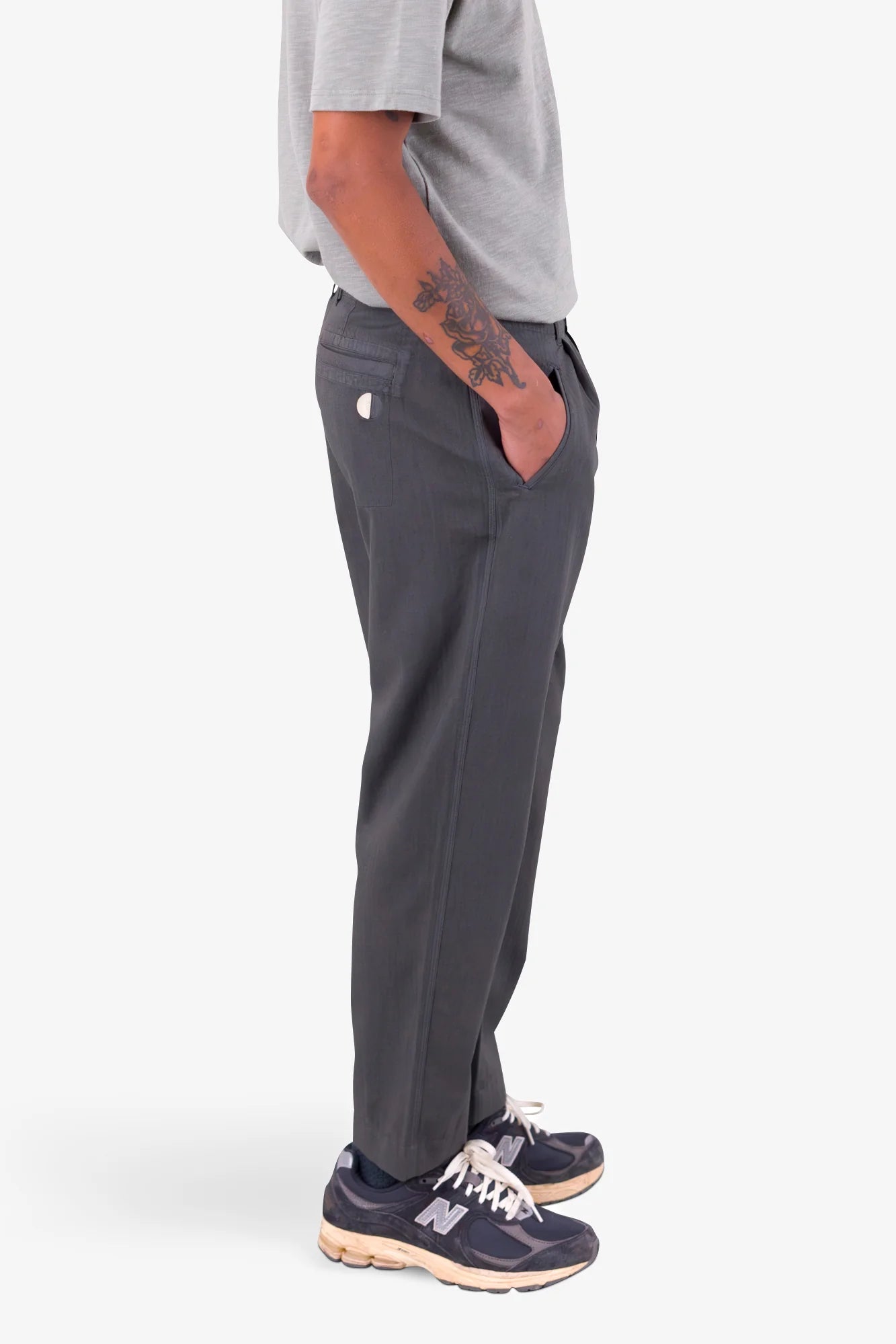 Folk Assembly Pant - Soft Black Herringbone