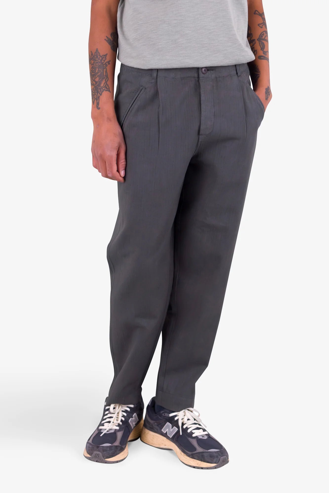 Folk Assembly Pant - Soft Black Herringbone