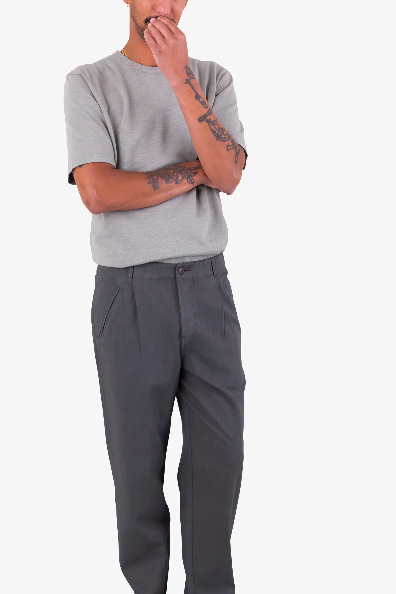 Folk Assembly Pant - Soft Black Herringbone