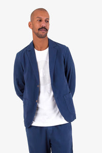 Folk Cotton Linen Blazer Soft Navy