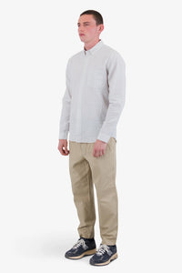 Folk Relaxed Fit Shirt - Sage Microstripe Slub