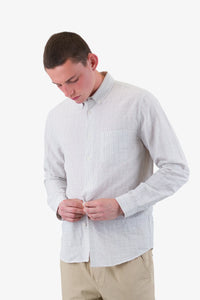 Folk Relaxed Fit Shirt - Sage Microstripe Slub