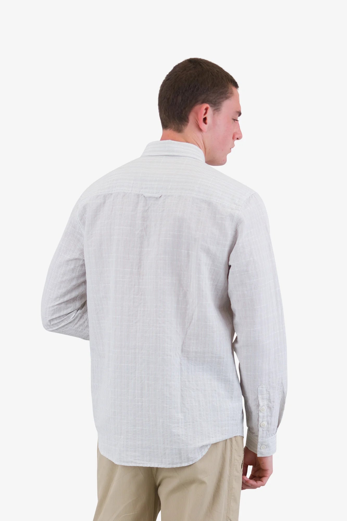 Folk Relaxed Fit Shirt - Sage Microstripe Slub