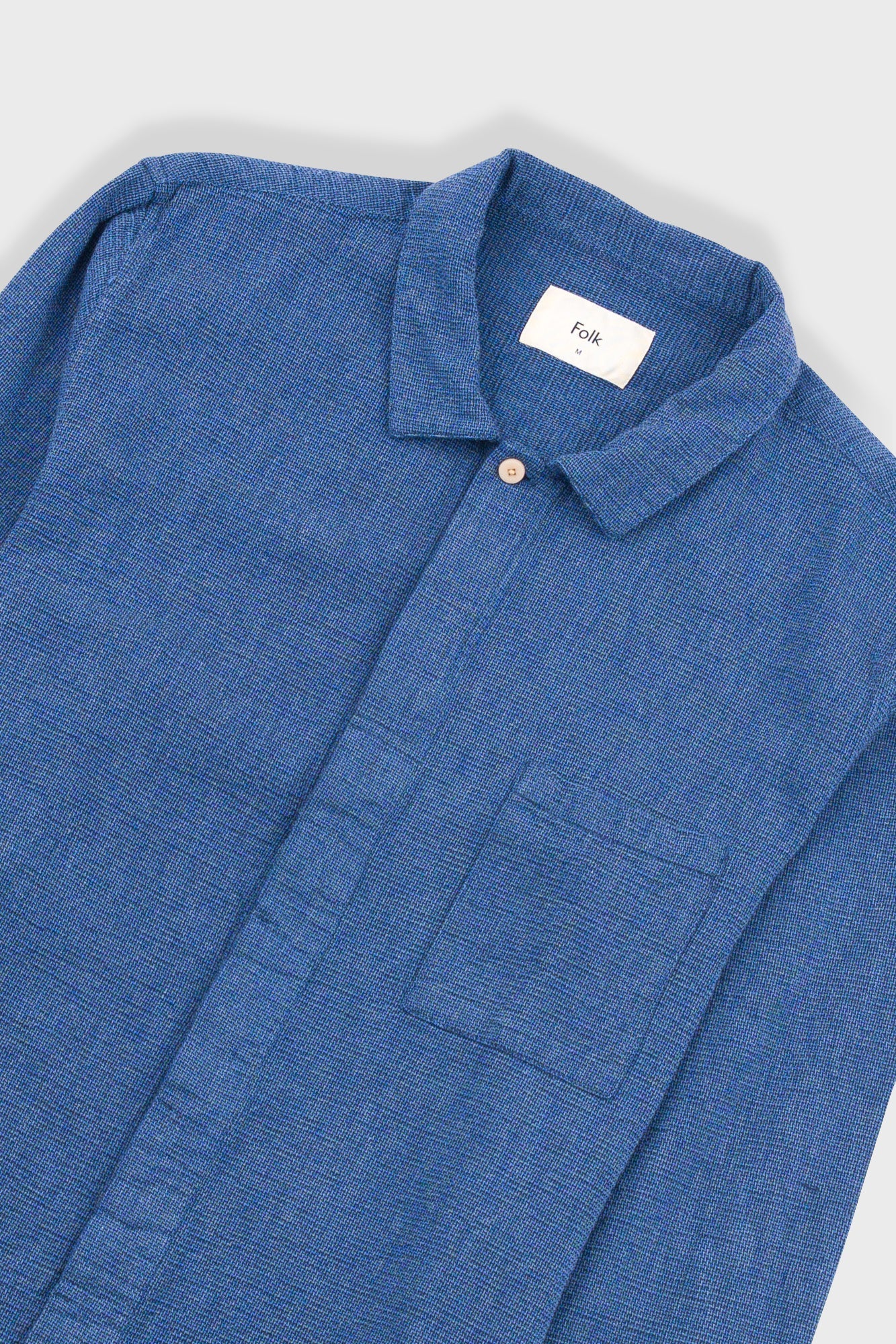 Folk Patch Shirt - Indigo Basketweave