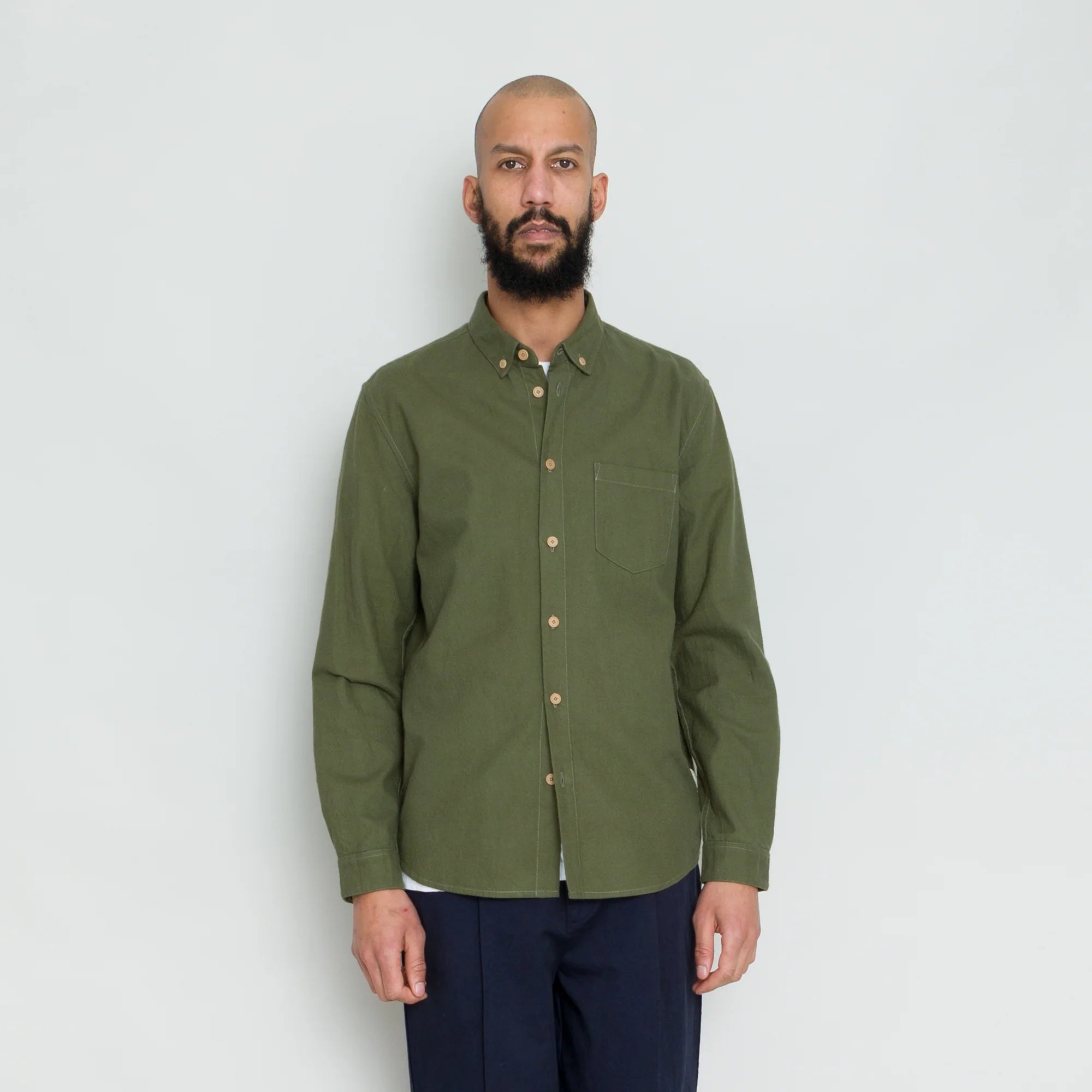 Folk Relaxed Fit Shirt Dark Sage Flannel