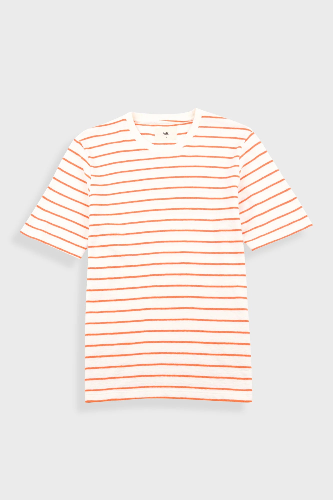 Folk Textured Stripe T Shirt Ecru/ Orange