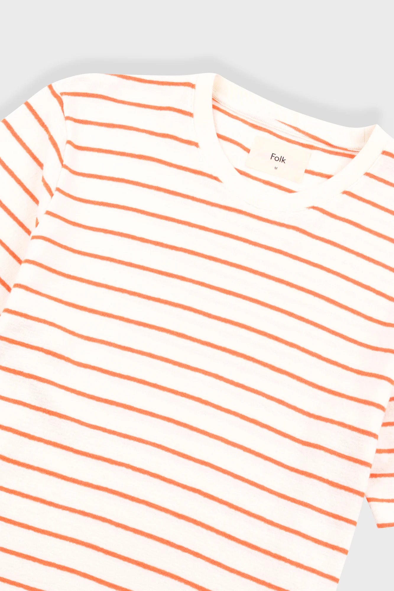 Folk Textured Stripe T Shirt Ecru/ Orange