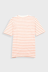 Folk Textured Stripe T Shirt Ecru/ Orange