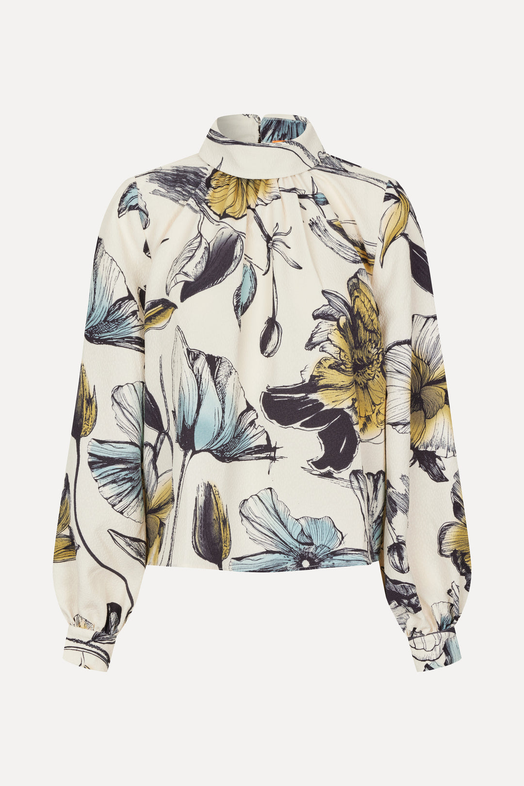 Stine Goya Gathered Long Sleeve Top- Fine Line Poppies