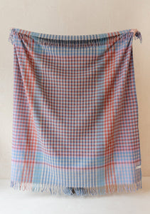 TBCo Recycled Wool Blanket  Blue Block Micro Gingham