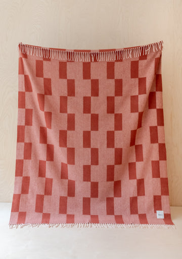 TBCo Lambswool Blanket Apricot Checker