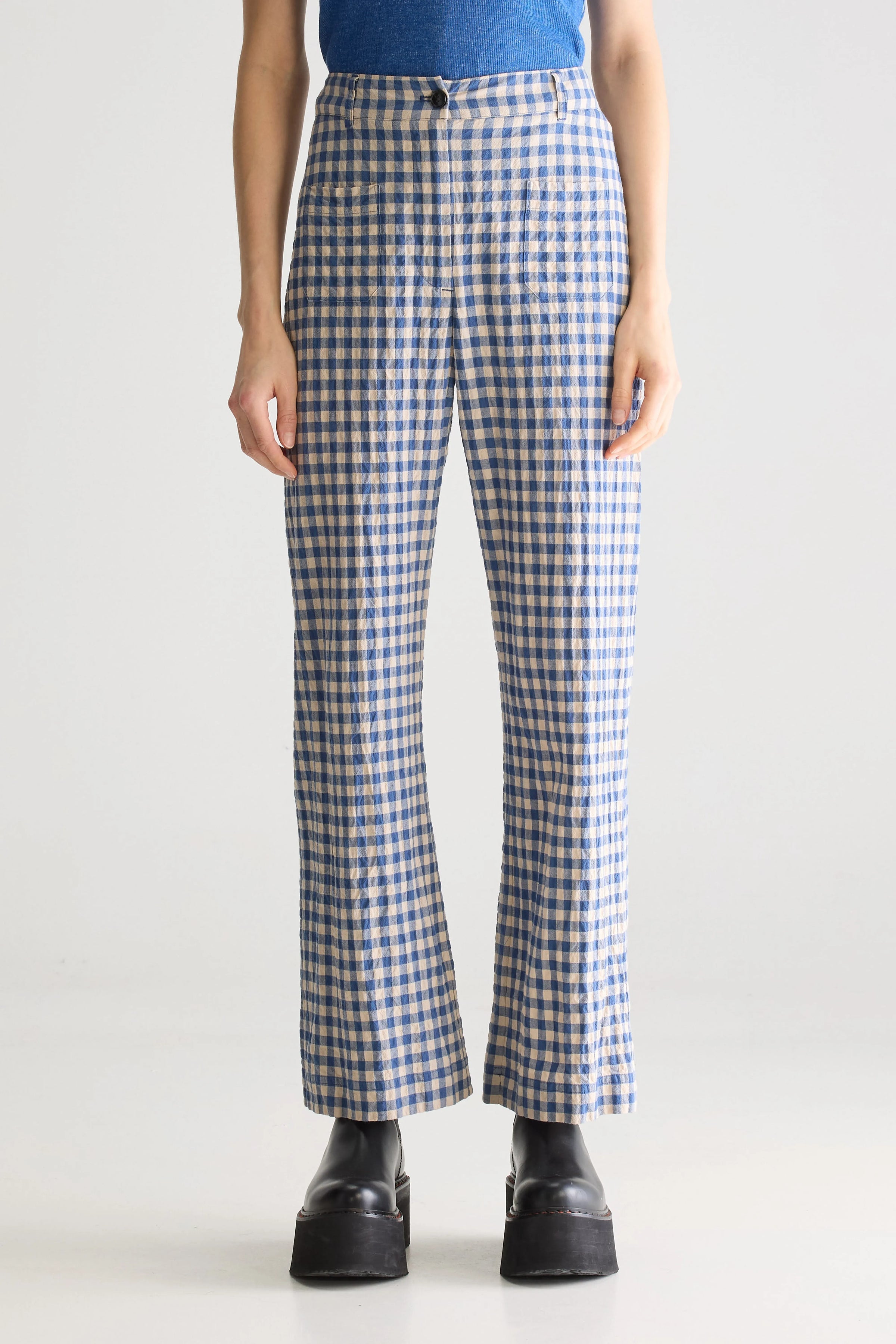 Bellerose Vivia Wide Trousers Check Blue