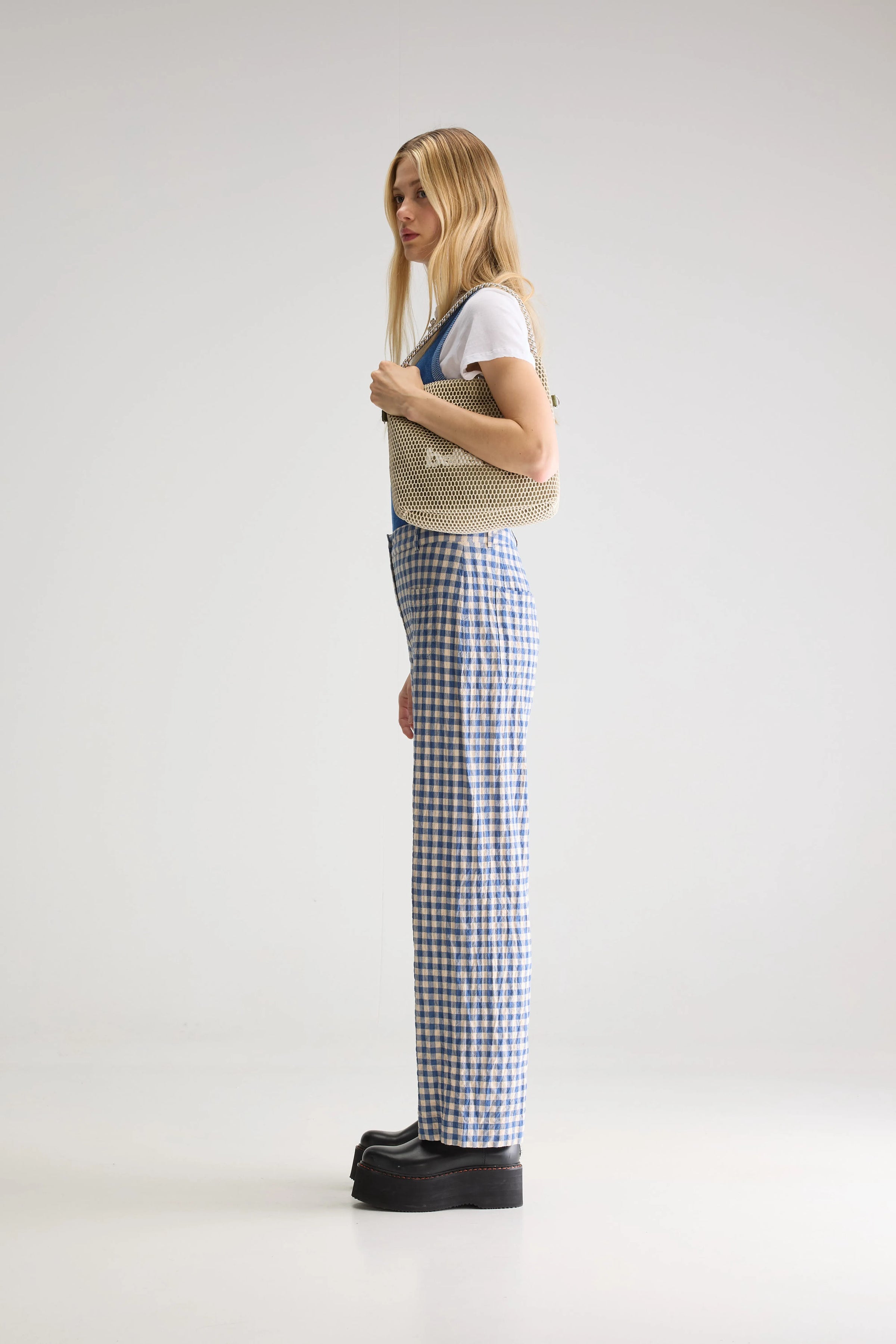 Bellerose Vivia Wide Trousers Check Blue