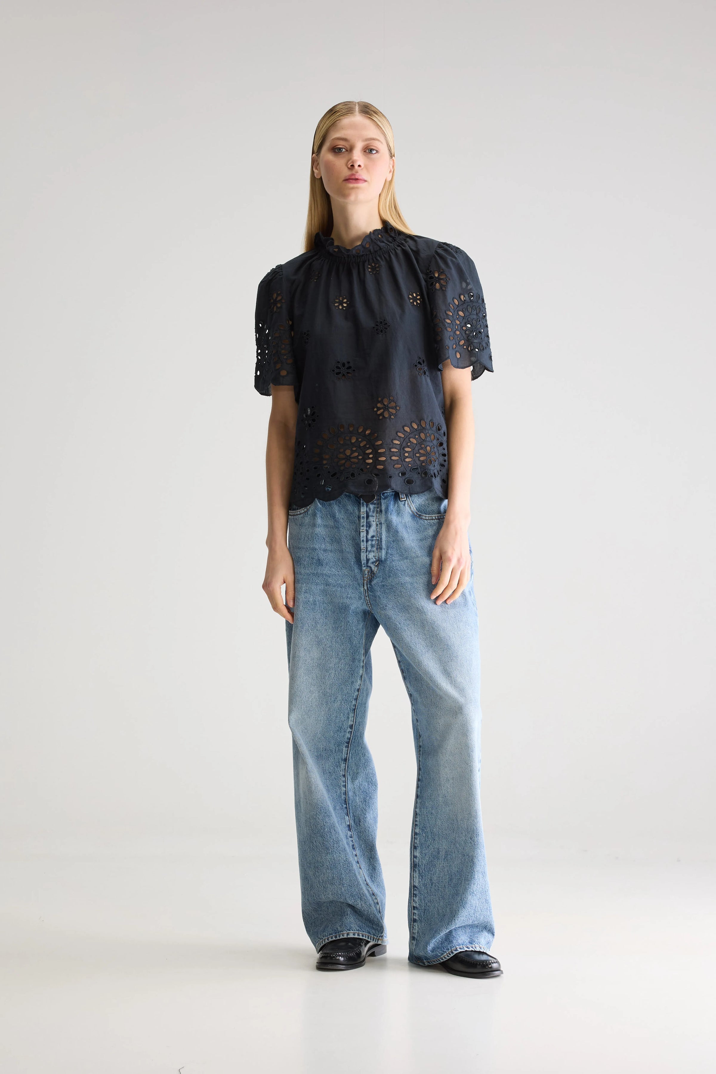 Bellerose Darlene Short Sleeve Blouse Black Beauty