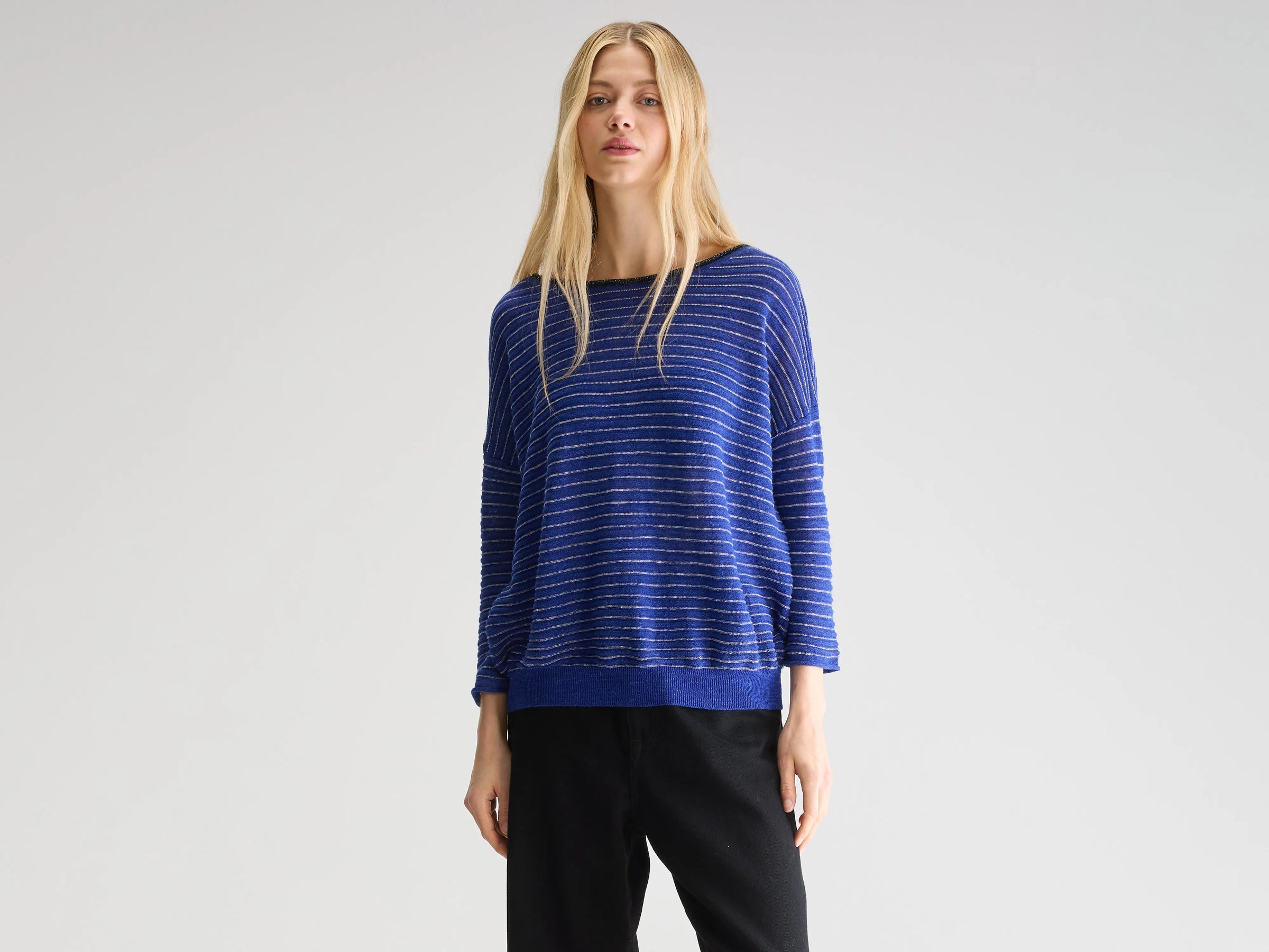 Bellerose Neep Boat Neck Sweater Blue Stripe