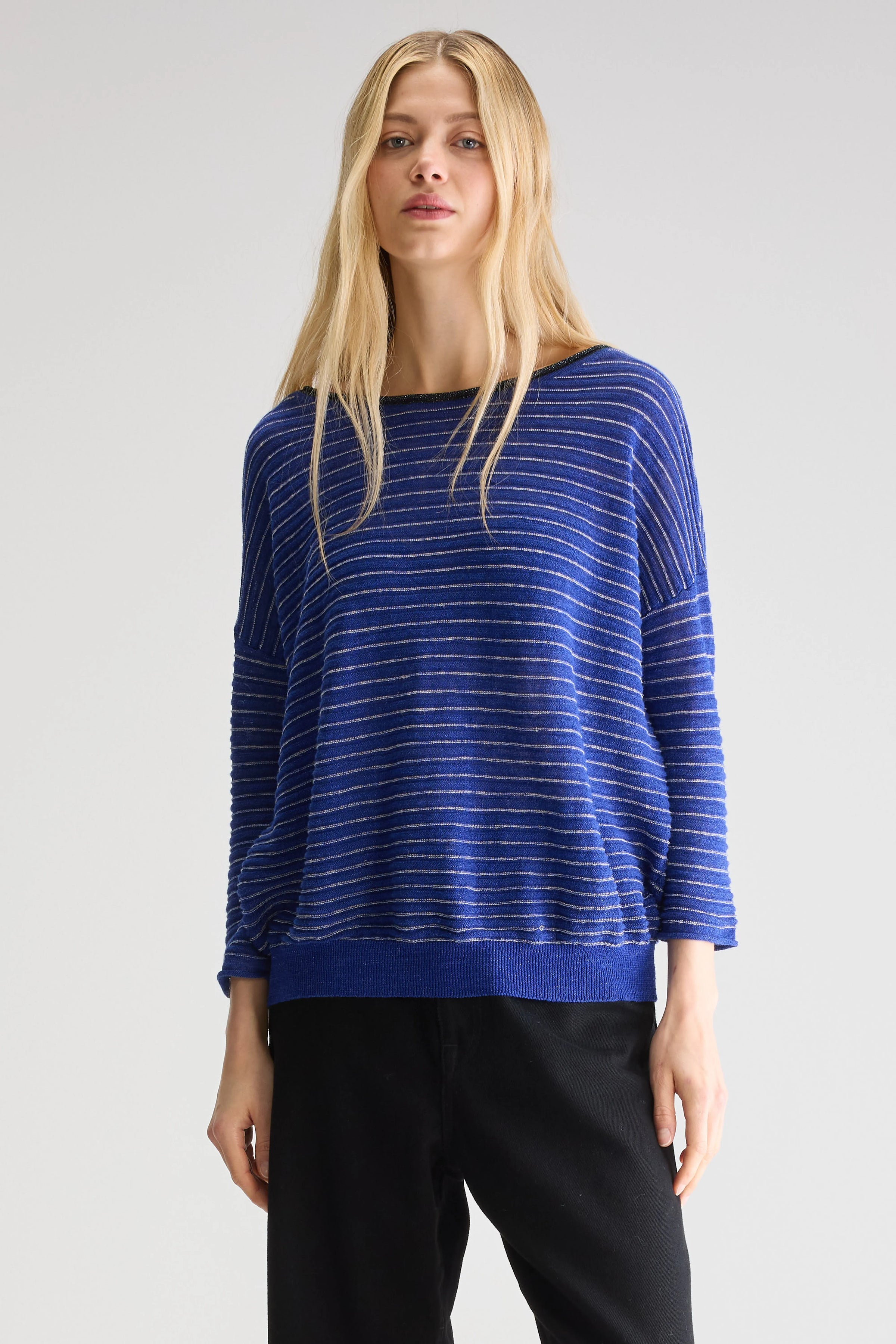 Bellerose Neep Boat Neck Sweater Blue Stripe