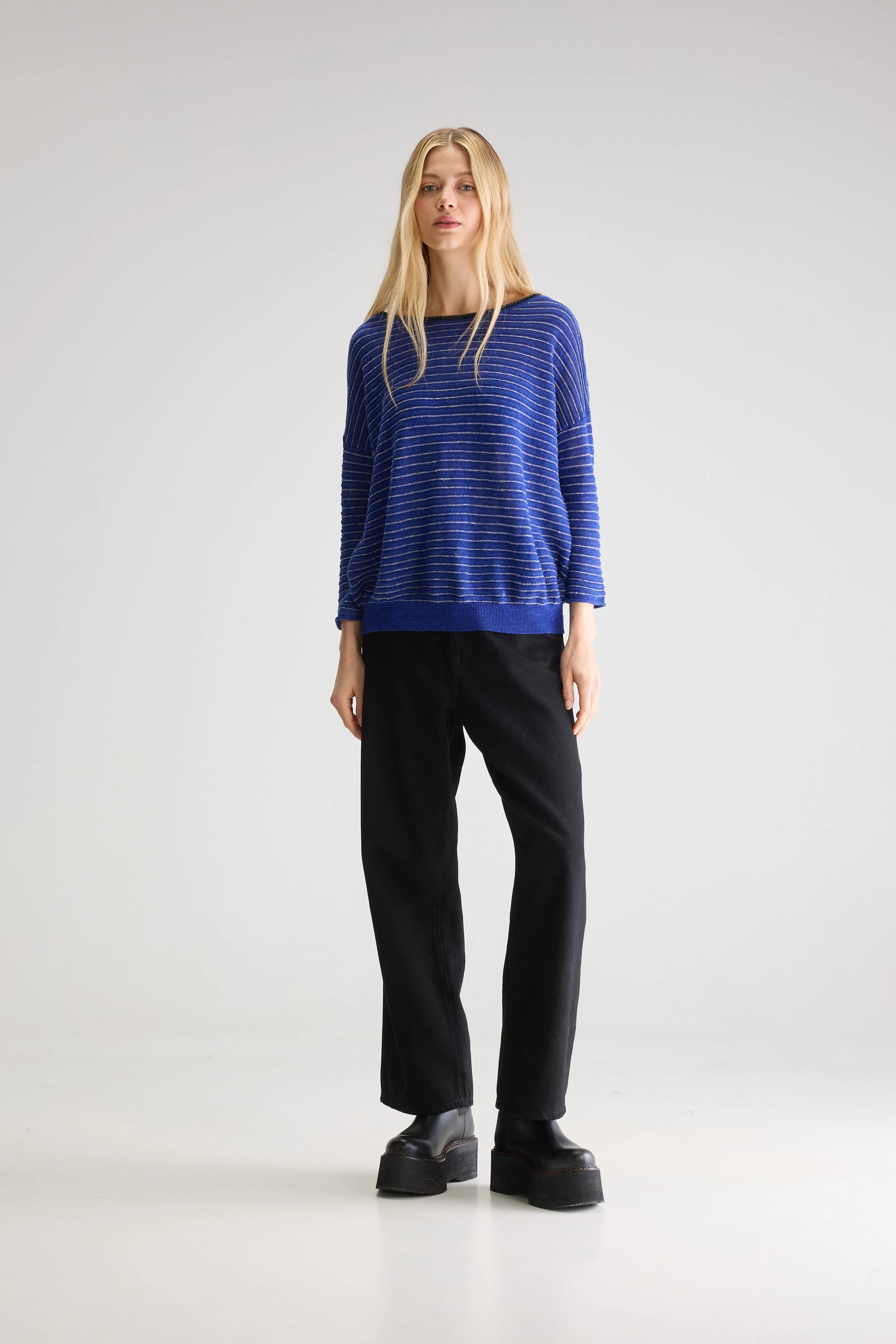 Bellerose Neep Boat Neck Sweater Blue Stripe