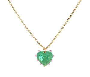 Sandralexandra Milagros Jade Green Heart & Link Chain Necklace