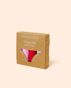 Stripe & Stare Thong Pink/Red Solid Contrast (4 pack)