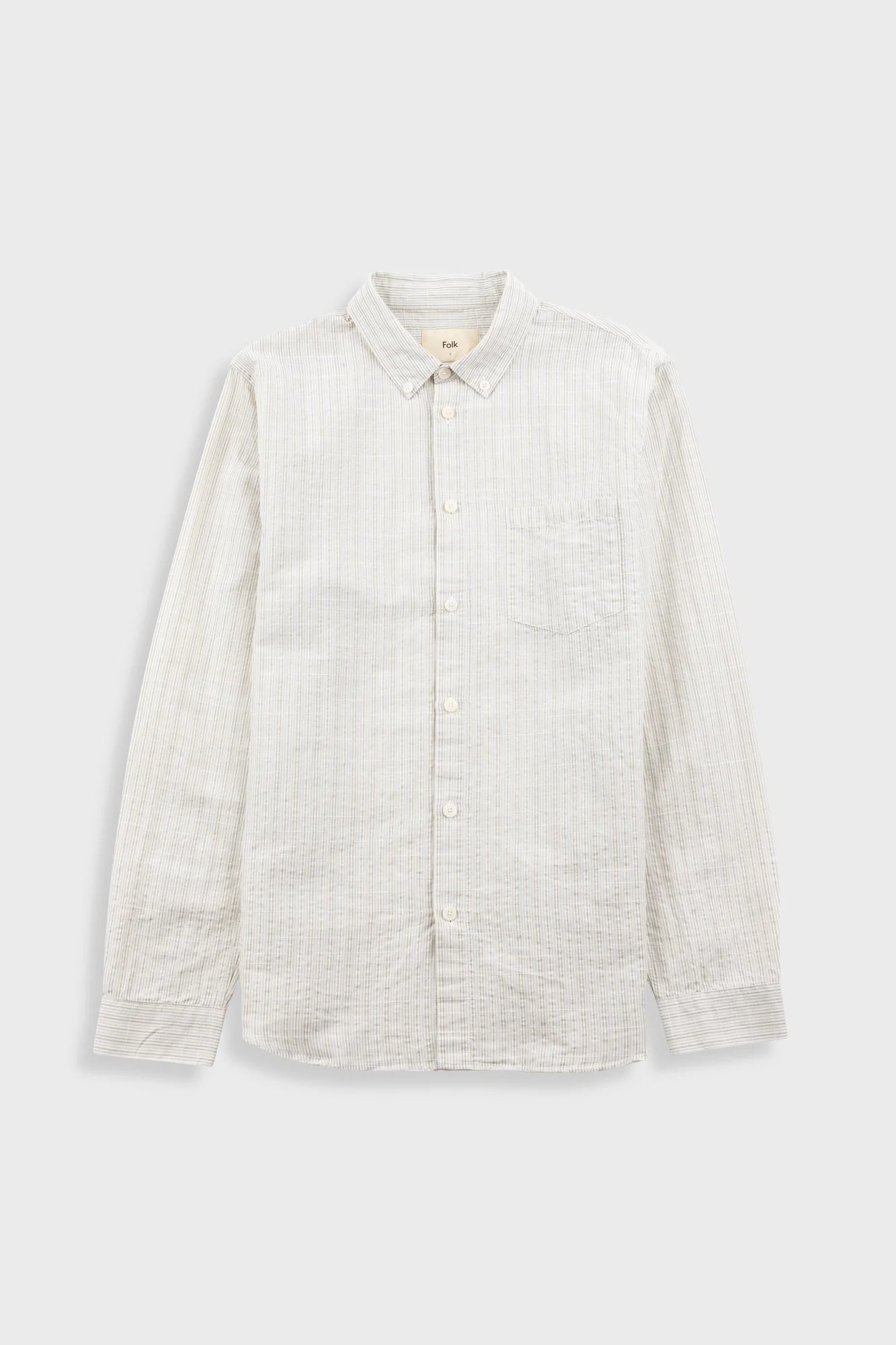 Folk Relaxed Fit Shirt - Sage Microstripe Slub