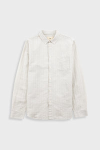 Folk Relaxed Fit Shirt - Sage Microstripe Slub