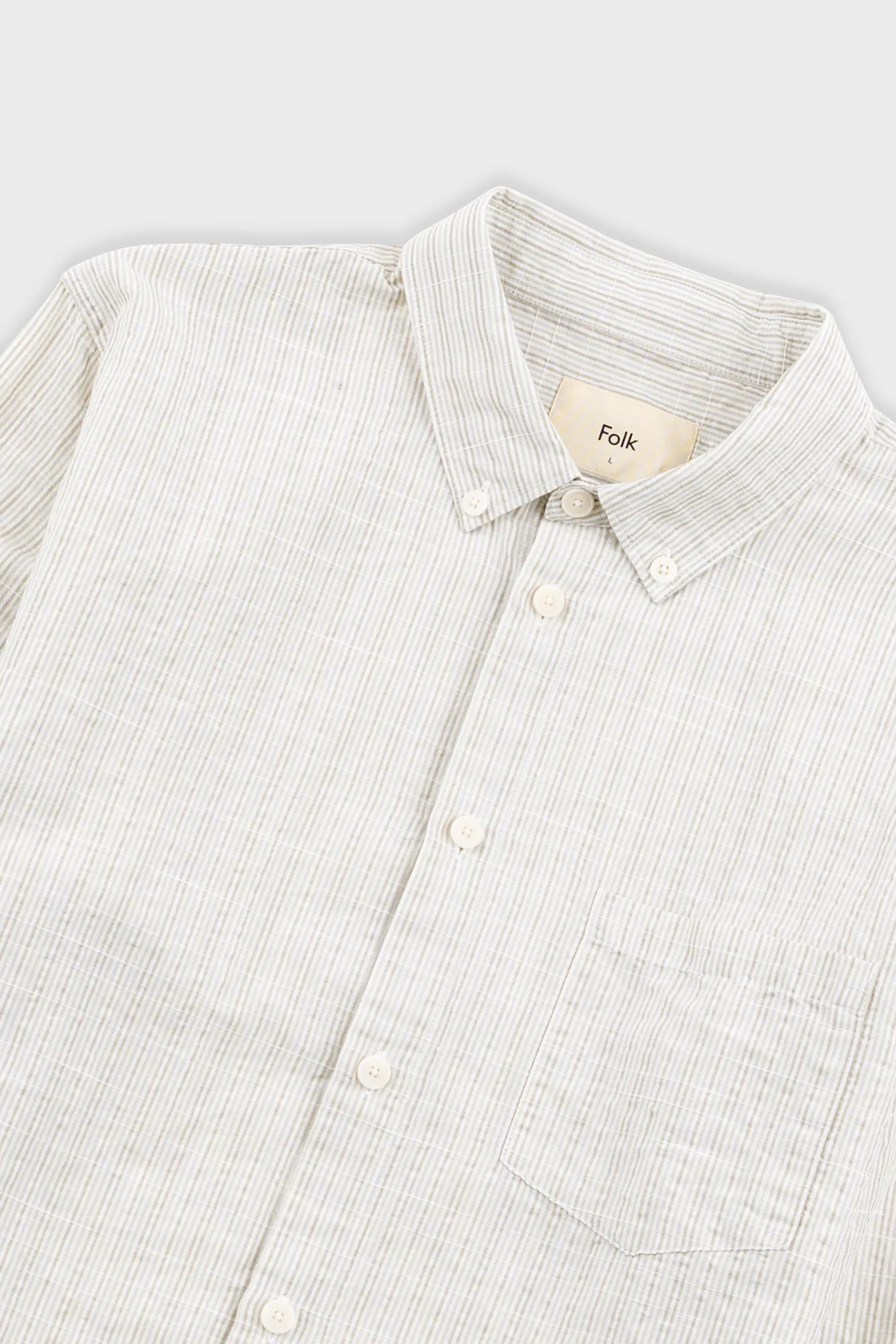 Folk Relaxed Fit Shirt - Sage Microstripe Slub