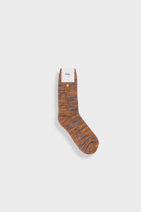 Folk Melange Socks Orange Soft Blue Mix