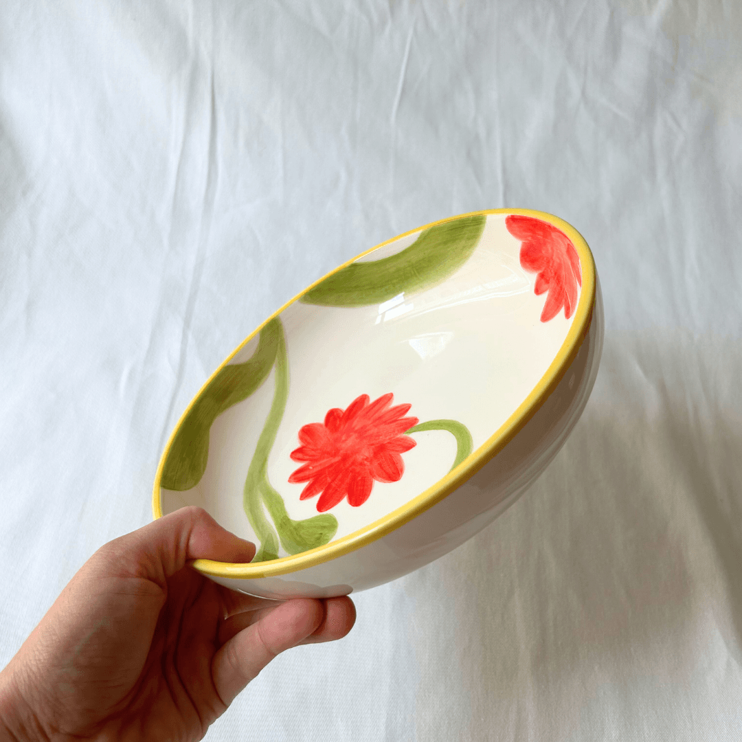 Rose Balimba Hand-painted Flower Pasta Bowl