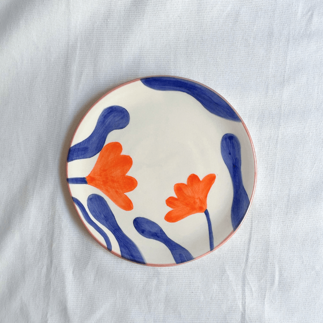 Rose Balimba Small Hand-painted Orange Flower Plate